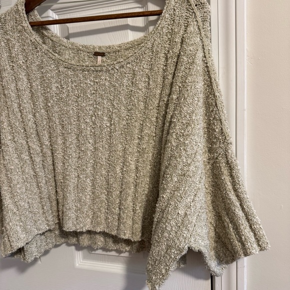 FREE PEOPLE Good Day Pullover Sweater Short Sleeve Beige XS - Picture 5 of 11